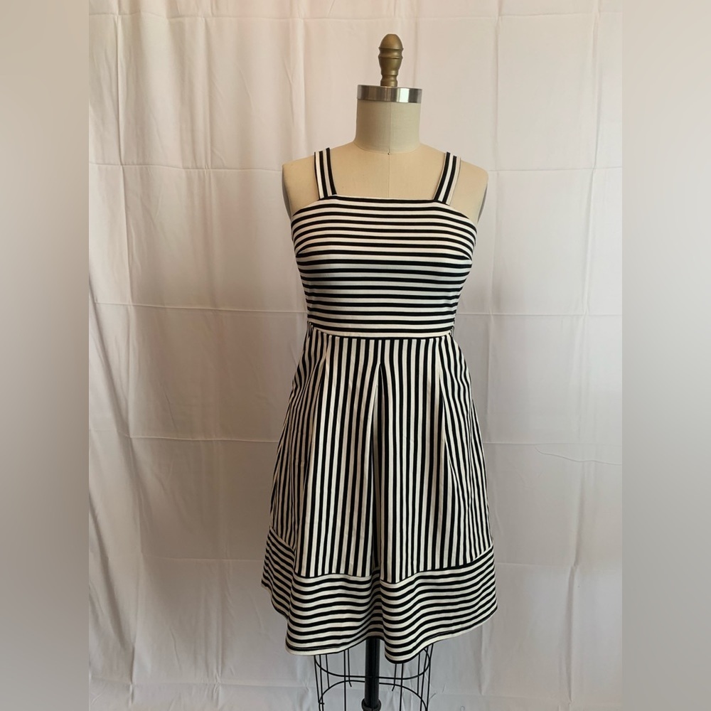 Nwot Brixon Ivy Black & White Striped
Ponte Bib Fit & Flare Summer Dress medium - Picture 2 of 12
